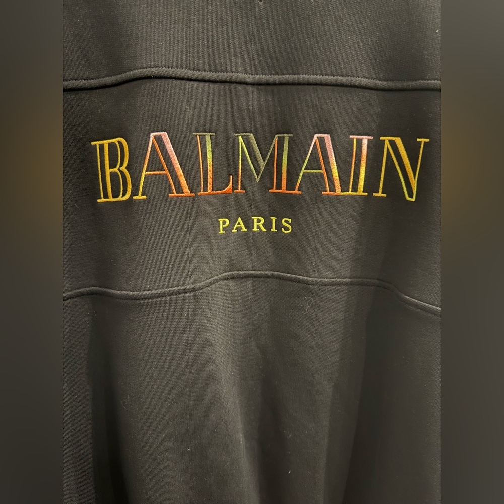 NWOT Vintage pullover Balmain Men’s Embroidered Oversized Sweatshirt Size Small - Picture 8 of 13